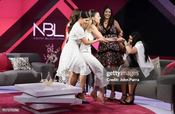 Aleyda Ortiz, Nastassja Bolivar, Clarissa Molina, Ana Patricia Gamez and Vanessa De Roide are seen during Facebook Live: Nuestra Belleza Latina...