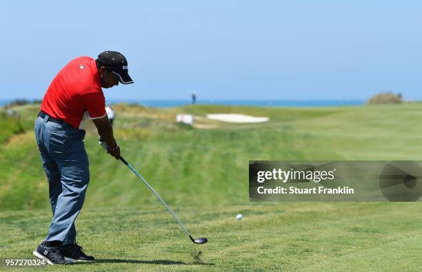 Chawrasia of India plays a shot from the fairway during day two of the Rocco Forte Open at Verdura Golf and Spa Resort on May 11, 2018 in Sciacca,...