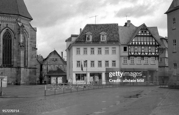 Meissen - Altstadt mit Fachwerkhäusern und verfallenen und teils renovierten Fassaden.