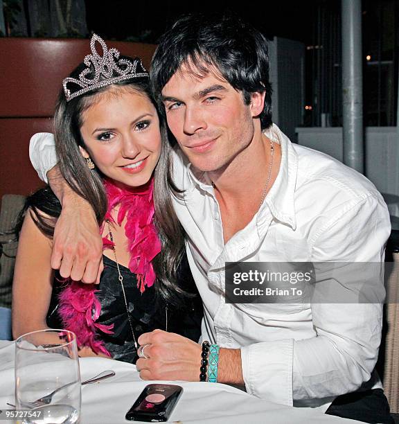 Nina Dobrev and Ian Somerhalder of "The Vampire Diaries" celebrate Nina Dobrev's birthday at Asia De Cuba at Mondrian Los Angeles on January 9, 2010...