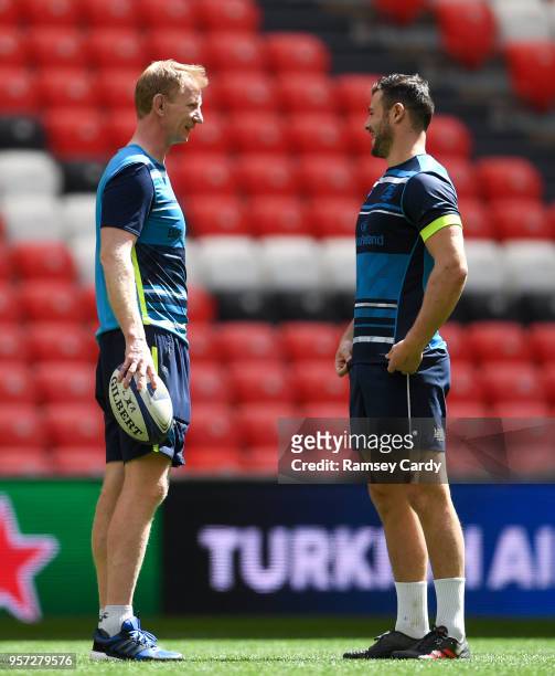 Bilbao , Spain - 11 May 2018; Head coach Leo Cullen, left, and Robbie Henshaw during the Leinster Rugby captains run at the San Mames Stadium, in...