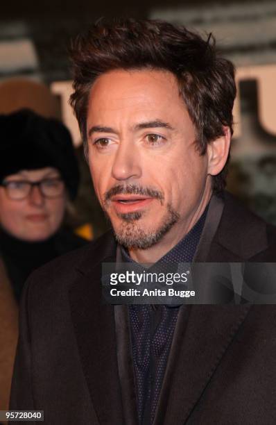 Actor Robert Downey Jr. Attends the 'Sherlock Holmes' German Premiere at the CineStar movie theater on January 12, 2010 in Berlin, Germany.
