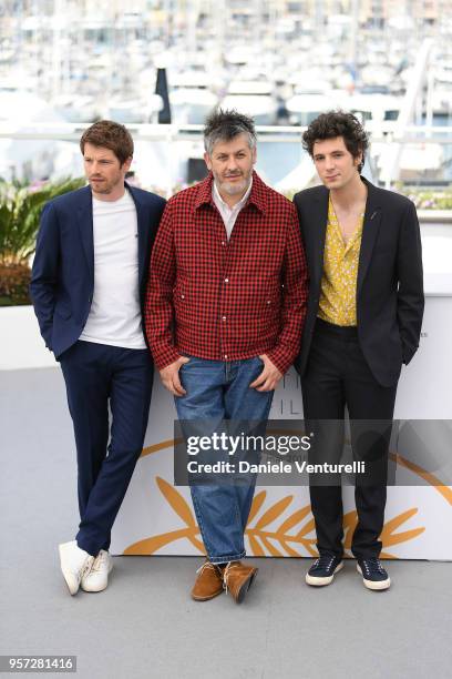 Actor Pierre Deladonchamps, director Christophe Honore and actor Vincent Lacoste attends the photocall for "Sorry Angel " during the 71st annual...