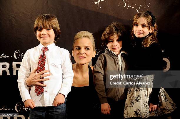 Spanish actors Kaiet Rodriguez, Elena Anaya, Hugo Arbues and Miriam Martin attend "Hierro" premiere at Callao cinema on January 12, 2010 in Madrid,...