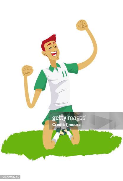 soccer player in stadium - grass low angle stock illustrations