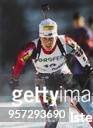 Die deutsche Biathletin Uschi Disl aus Moosham am 6.2.97 im Einzel-Rennen über 15 Km bei den Weltmeisterschaften im slowakischen Osrblie. .