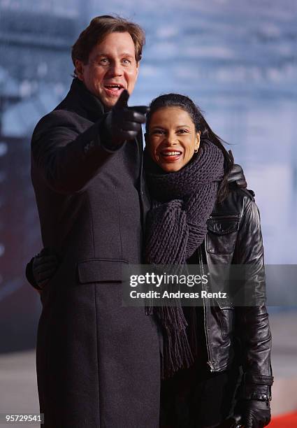 Actor Thomas Heinze and actress Chantal de Freitas attend the 'Sherlock Holmes' German Premiere at CineStar on January 12, 2010 in Berlin, Germany.