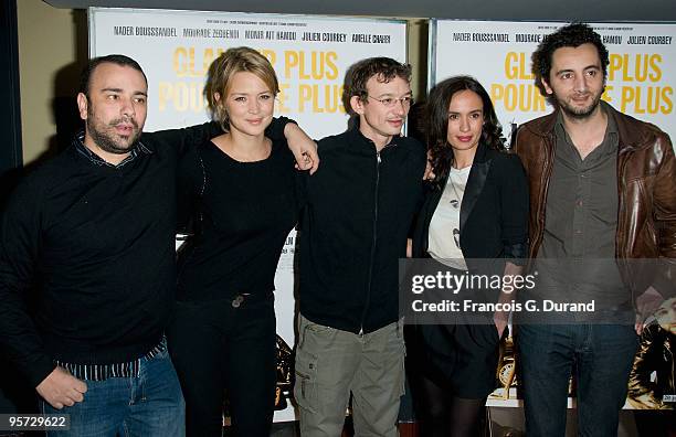 Nabil Ben Yadir, Virginie Efira, Julien Courbey, Amelle Chahbi and Nader Boussandel attend "Les Barons" Paris Premiere at UGC Cine Cite des Halles on...