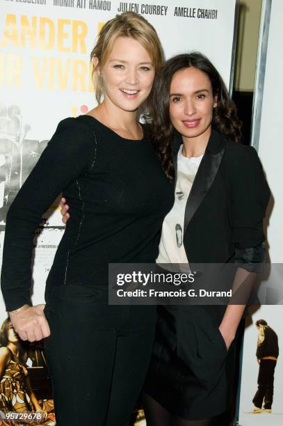 Virginie Efira and Amelle Chahbi attend "Les Barons" Paris Premiere at UGC Cine Cite des Halles on January 12, 2010 in Paris, France.