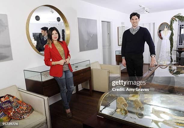 Designer and Television Personality Kathy Rose and husband Rick Rose pose for photos at ROSEARK on December 20, 2009 in Los Angeles, California.