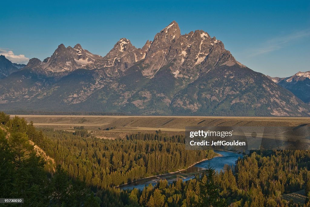Snake River und Teton Range im "First Light
