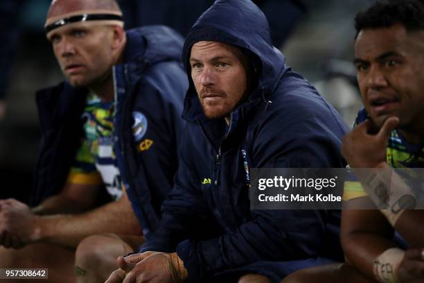 Beau Scott of the Eels watches on from the bench during the round 10 NRL match between the Canterbury Bulldogs and the Parramatta Eels at ANZ Stadium...