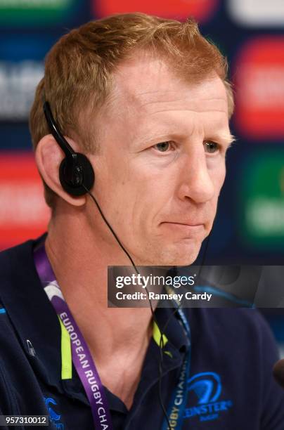 Bilbao , Spain - 11 May 2018; Head coach Leo Cullen during a Leinster Rugby press conference at the San Mames Stadium, in Bilbao, Spain.