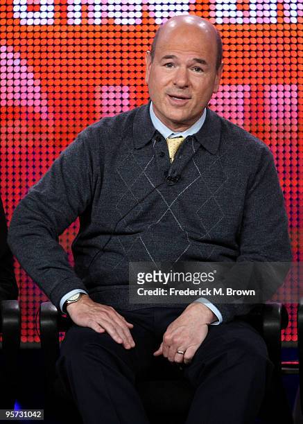 Actor Larry Miller speaks onstage at the ABC '10 Things I Hate About You' Q&A portion of the 2010 Winter TCA Tour day 4 at the Langham Hotel on...