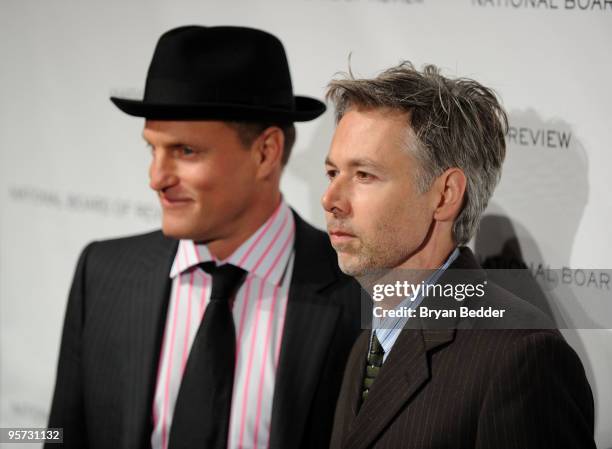 Actor Woody Harrelson and musician Adam Yauch attend the National Board of Review of Motion Pictures Awards gala at Cipriani 42nd Street on January...