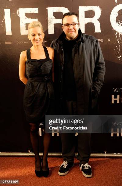 Actress Elena Anaya and director Gabe Ibanez attend the "Hierro" premiere, at Callao Cinema on January 12, 2010 in Madrid, Spain.