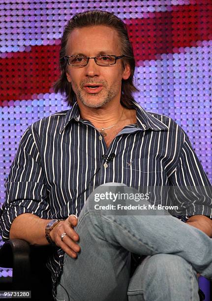 Actor Michael Riley speaks onstage at the ABC 'Being Erica' Q&A portion of the 2010 Winter TCA Tour day 4 at the Langham Hotel on January 12, 2010 in...