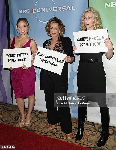 Erika Christensen, Bonnie Bedelia and Monica Potter attend the NBC Universal press tour cocktail party at The Langham Resort on January 10, 2010 in...