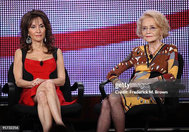 Actress Susan Lucci and creatpr Agnes Nixon speak onstage at the ABC 'All My Children' Q&A portion of the 2010 Winter TCA Tour day 4 at the Langham...
