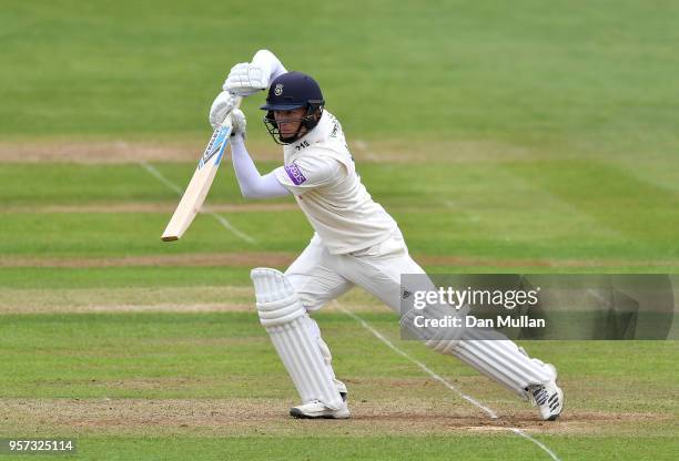 Tom Alsop of Hampshire bats during day one of the Specsavers County Championship Division One match between Somerset and Hampshire at The Cooper...