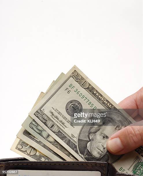 wallet - fifty dollar bill stockfoto's en -beelden
