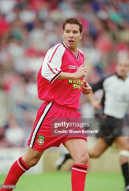 Darren Ferguson of Wrexham in action during the pre-season friendly match against Manchester United played at the Racecourse Ground, in Wrexham,...