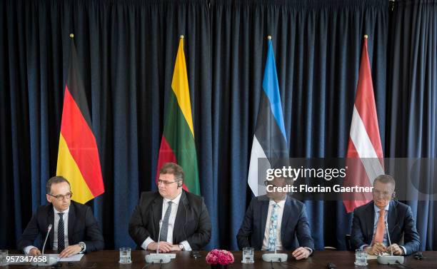 German Foreign Minister Heiko Maas, Linas Antanas Linkevicius, Foreign Minister of Lithuania, Sven Mikser, Foreign Minister of Estonia, and Edgars...