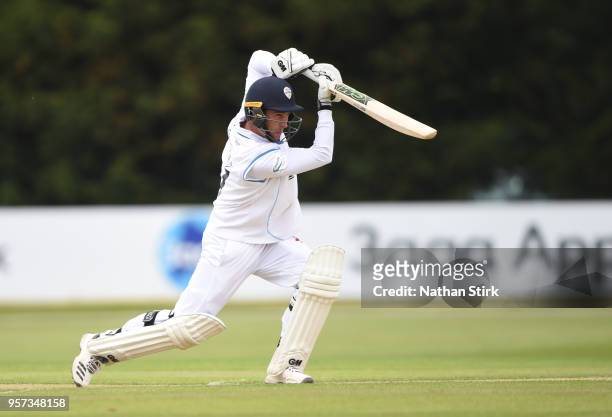 Wayne Madsen of Derbyshire drives the ball during the Specsavers County Championship: Division Two match between Derbyshire and Durham at The 3aaa...