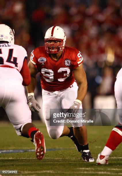 Ndamukong Suh of the University of Nebraska Cornhuskers pursues the play during the Pacific Life Holiday Bowl against University of Arizona Wildcats...