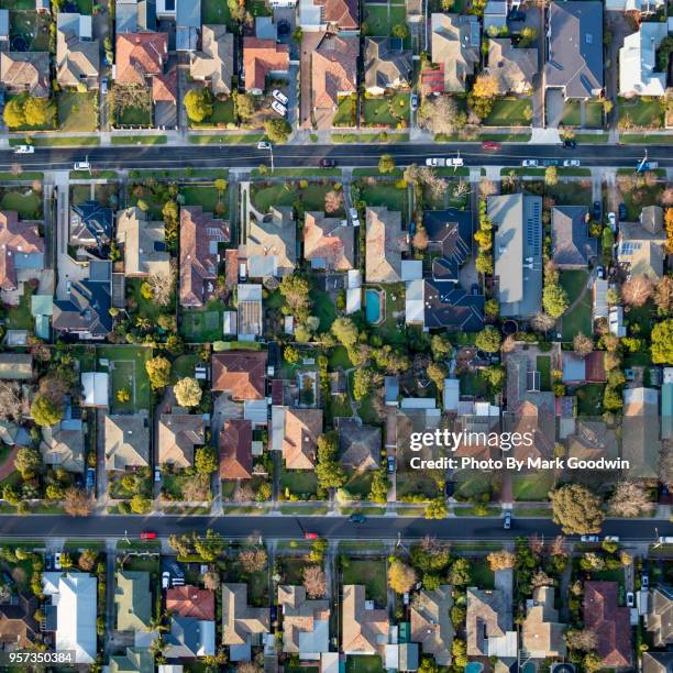 burbs from above - melbourne homes stockfoto's en -beelden