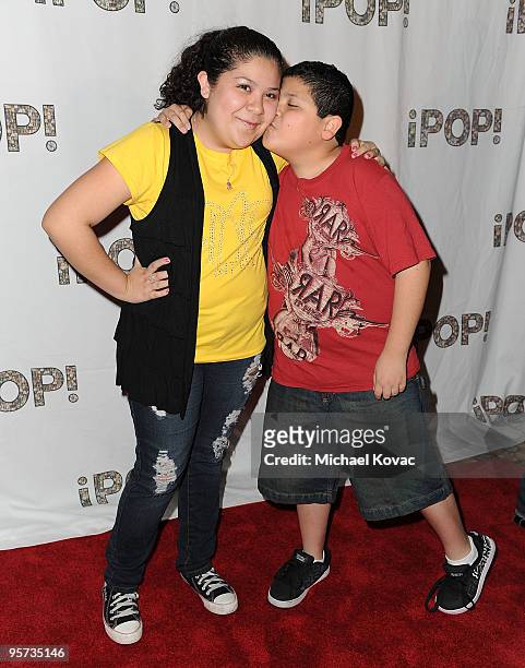 Actors Raini Rodriguez and brother Rico Rodriguez arrive at the iPOP! Awards Showcase Gala at Hyatt Regency Century Plaza on January 12, 2010 in...