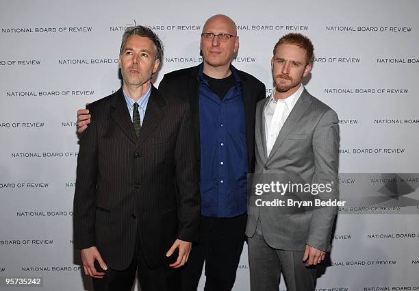 Musician Adam Yauch, Oren Moverman and Ben Foster attend the National Board of Review of Motion Pictures Awards gala at Cipriani 42nd Street on...