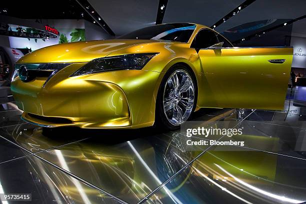 Toyota Motor Corp.'s Lexus LF-Ch concept hybrid car sits on display during day two of the 2010 North American International Auto Show in Detroit,...