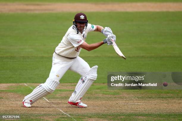 Rikki Clarke of Surrey bats during day one of the Specsavers County Championship Division One match between Surrey and Yorkshire at The Kia Oval on...
