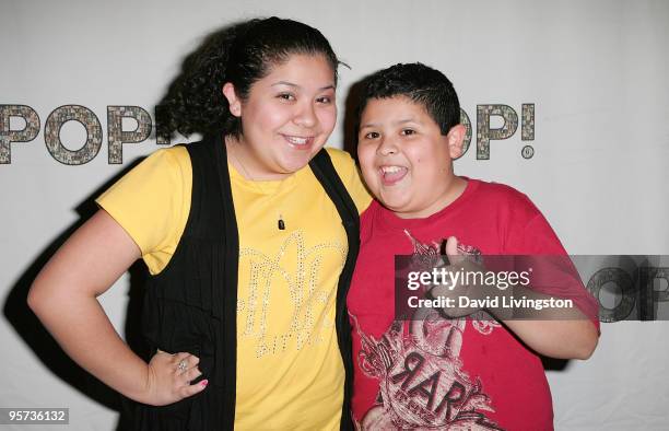 Actress Raini Rodriguez and brother actor Rico Rodriguez attend the iPOP! Awards Showcase Gala at Hyatt Regency Century Plaza on January 12, 2010 in...