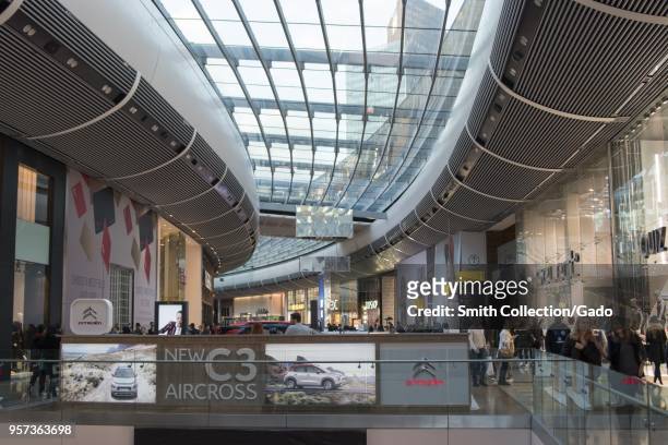 Crowded Westfield Stratford City shopping center, Stratford, London, England, October 29, 2017.
