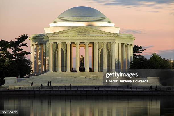 a view of jefferson memorial, washington dc during sunset - jeffersonmonumentet bildbanksfoton och bilder