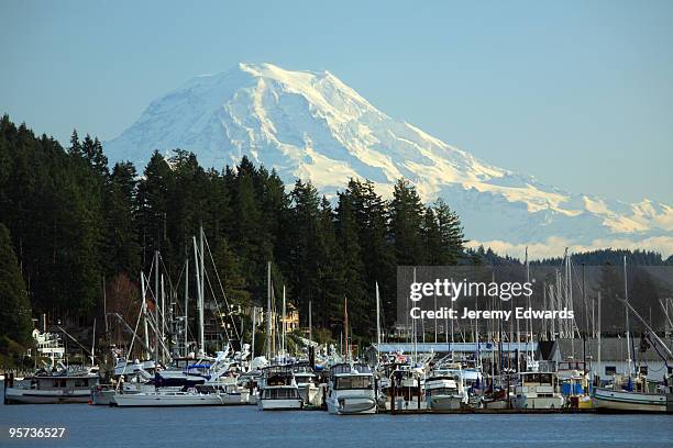 gig harbor, wa - mount rainier 個照片及圖片檔