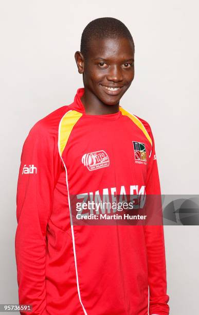 Stephen Chimhamhiwa of Zimbabwe poses for a portrait ahead of the ICC U19 Cricket World Cup at Copthorne Hotel on January 13, 2010 in Christchurch,...