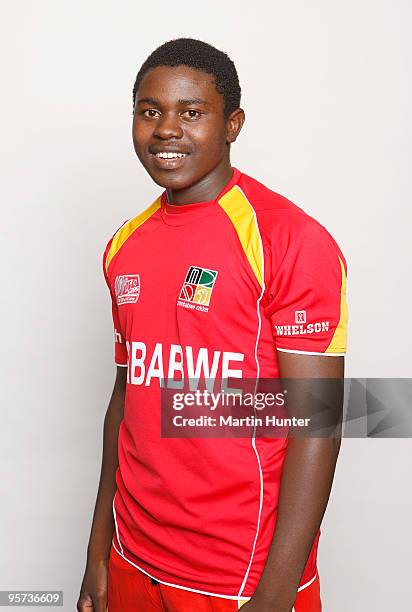 Gary Chirimuuta of Zimbabwe poses for a portrait ahead of the ICC U19 Cricket World Cup at Copthorne Hotel on January 13, 2010 in Christchurch, New...