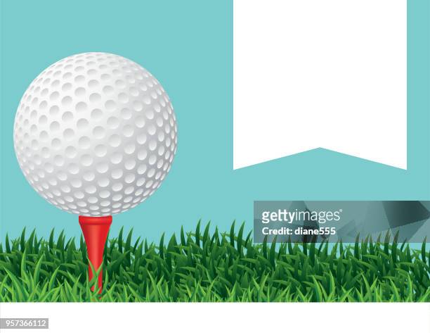 golf ball in the grass background - golf ball tee stock illustrations