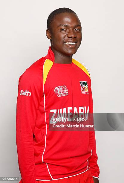 Natsai M'Shangwe of Zimbabwe poses for a portrait ahead of the ICC U19 Cricket World Cup at Copthorne Hotel on January 13, 2010 in Christchurch, New...