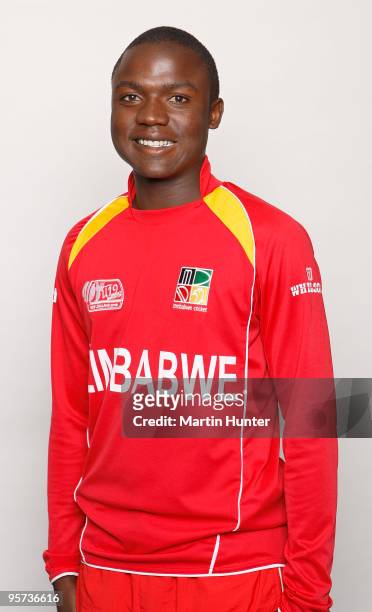 Natsai M'Shangwe of Zimbabwe poses for a portrait ahead of the ICC U19 Cricket World Cup at Copthorne Hotel on January 13, 2010 in Christchurch, New...