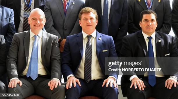 President Gianni Infantino, re-elected President of the South American Football Confederation Alejandro Dominguez and the President of the Paraguayan...