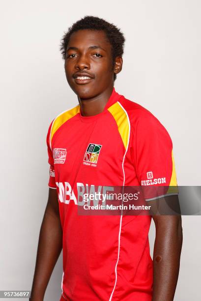 Richard Muzhange of Zimbabwe poses for a portrait ahead of the ICC U19 Cricket World Cup at Copthorne Hotel on January 13, 2010 in Christchurch, New...