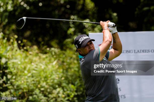 Smriti Mehra of India tees off during the first round of the EFG Hong Kong Ladies Open at the Hong Kong Golf Club Old Course on May 11, 2018 in Hong...