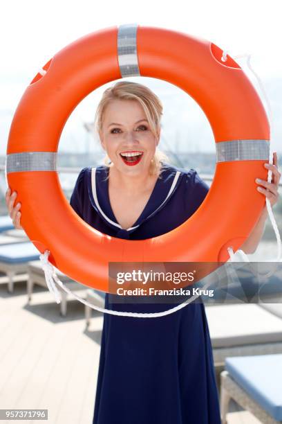 Nova Meierhenrich is seen on board during the naming ceremony of the cruise ship 'Mein Schiff 1' on May 11, 2018 in Hamburg, Germany.