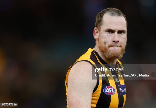 Jarryd Roughead of the Hawks looks on during the 2018 AFL round eight match between the Hawthorn Hawks and the Sydney Swans at the Melbourne Cricket...