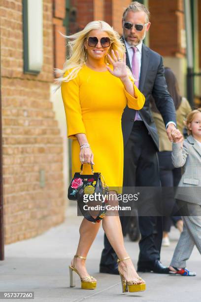Jessica Simpson and Eric Johnson are seen in Tribeca on May 11, 2018 in New York City.