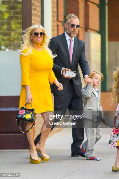 Jessica Simpson and Eric Johnson are seen in Tribeca on May 11, 2018 in New York City.